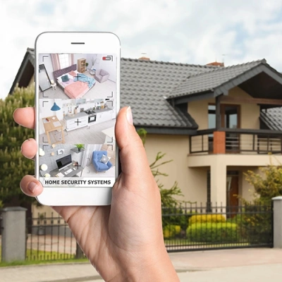 Lake Havasu vivint phone display of cctv live feed in front of a house